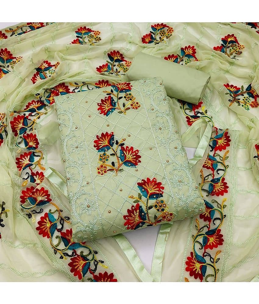 Gazal Fashions - Unstitched Green Cotton Dress Material ( Pack of 1 ) - Unstitched Fabrics | Buy online on ZillyBuy