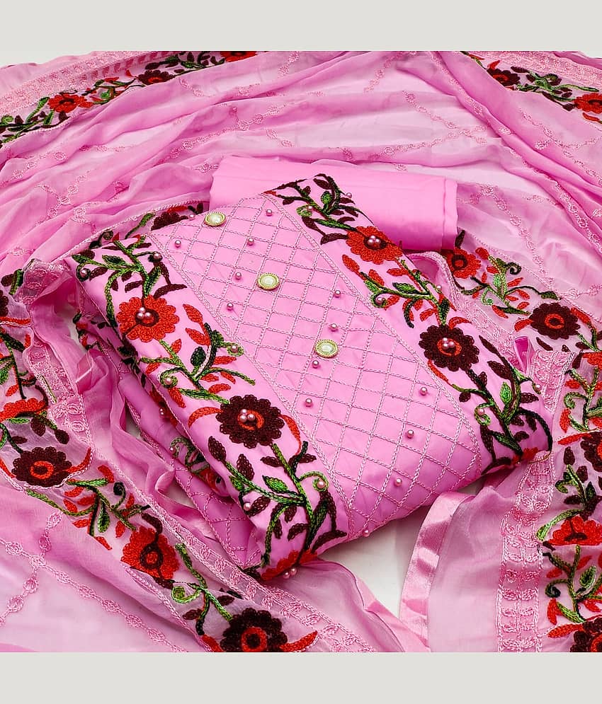 Gazal Fashions - Unstitched Pink Cotton Dress Material ( Pack of 1 ) - Unstitched Fabrics | Buy online on ZillyBuy
