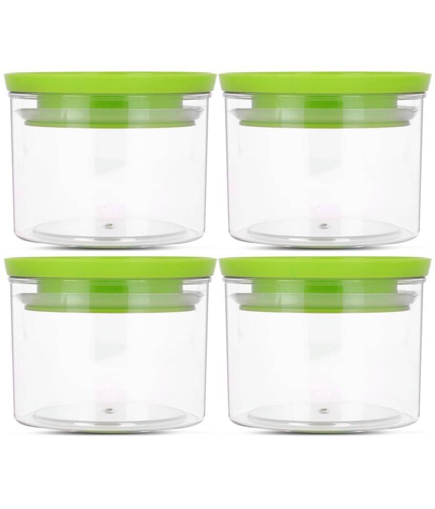     			HomePro - Round Container | Airtight | Silicone Cap | Green | Plastic Utility Container | Set of 4 - 500 ml