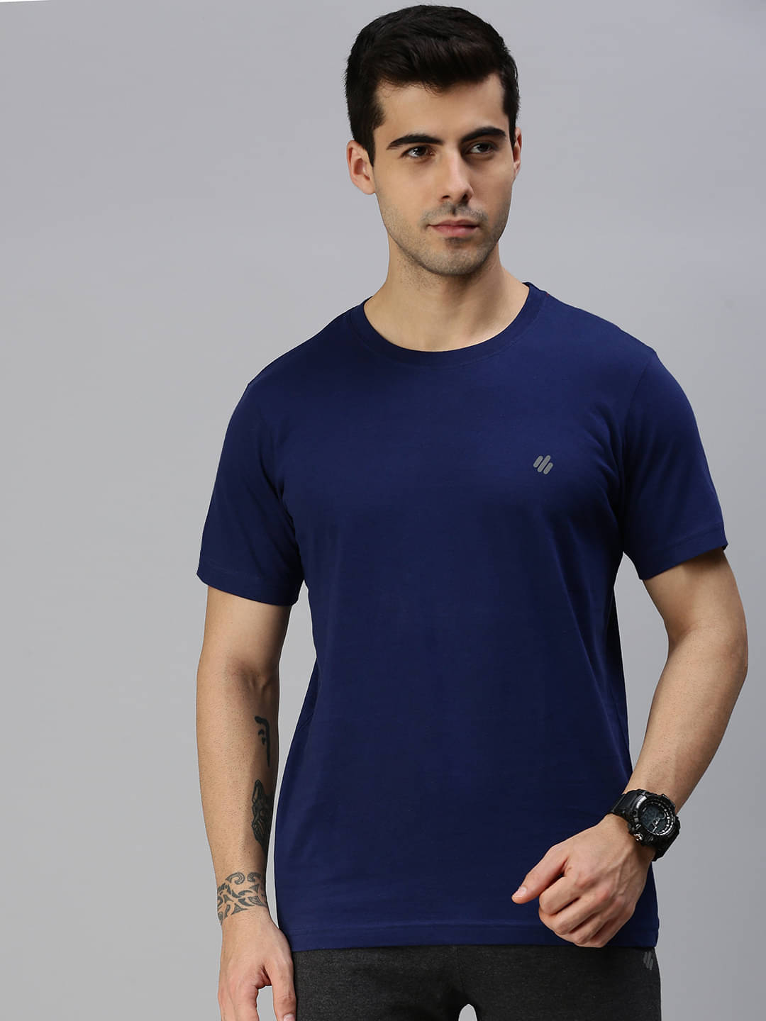     			ONN Pack of 1 Cotton Blend Regular Fit Men's T-Shirt ( Blue )