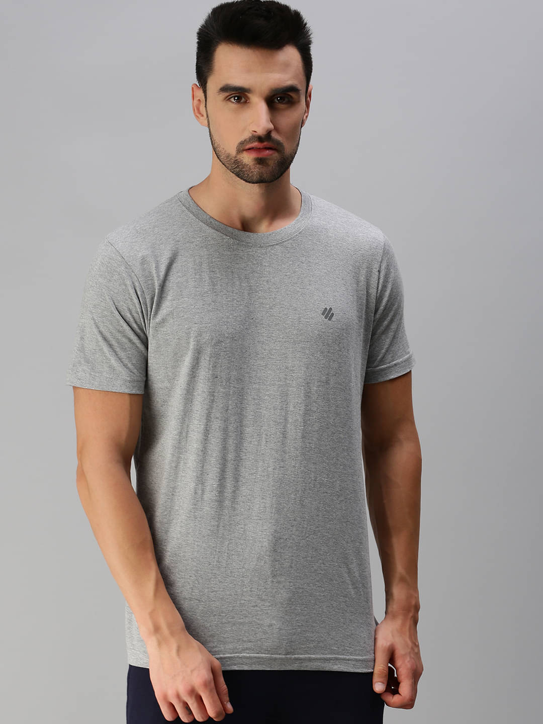 ONN Pack of 1 Cotton Blend Regular Fit Men's T-Shirt ( Grey Melange ) ONN Pack of 1 Cotton Blend Regular Fit Men's T-Shirt ( Grey Melange )