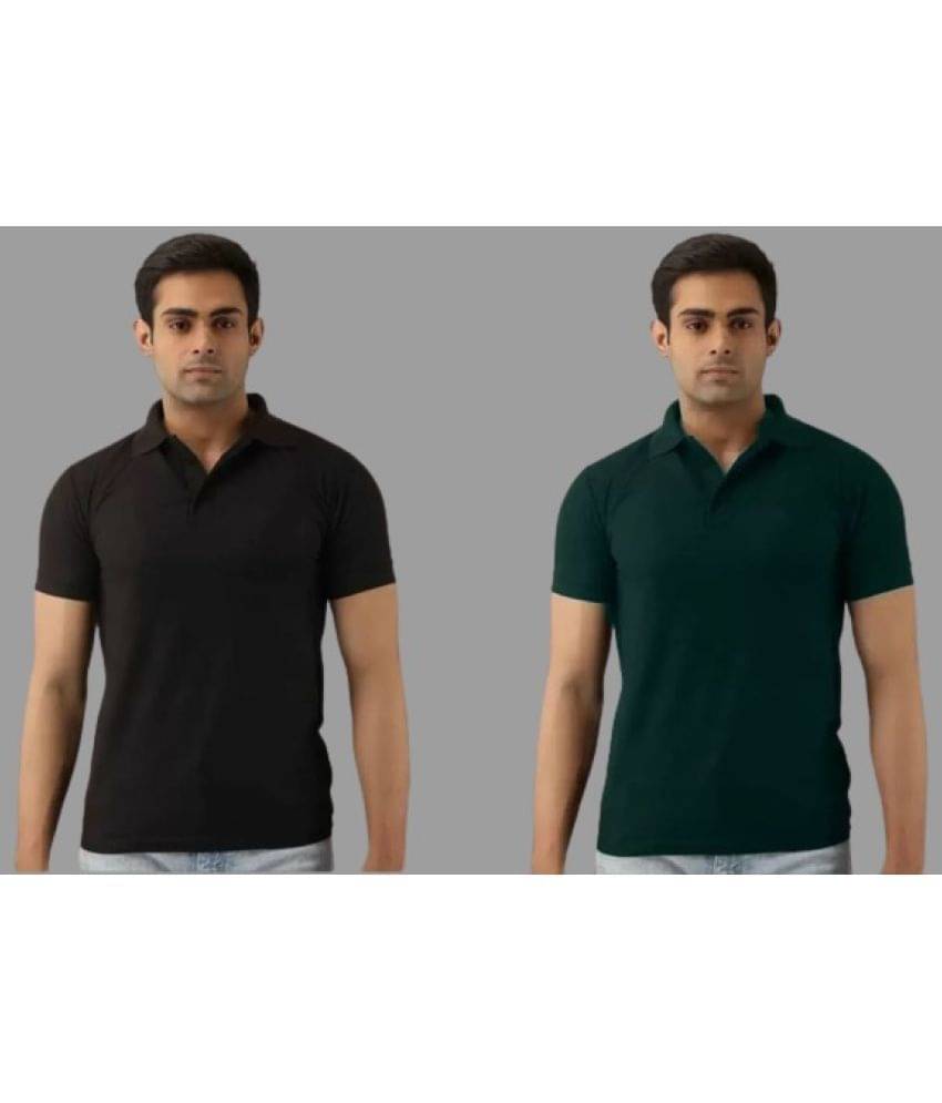 SKYRISE Pack of 2 Cotton Blend Slim Fit Solid Half Sleeves Men's Polo T Shirt ( Multicolor ) SKYRISE Pack of 2 Cotton Blend Slim Fit Solid Half Sleeves Men's Polo T Shirt ( Multicolor )