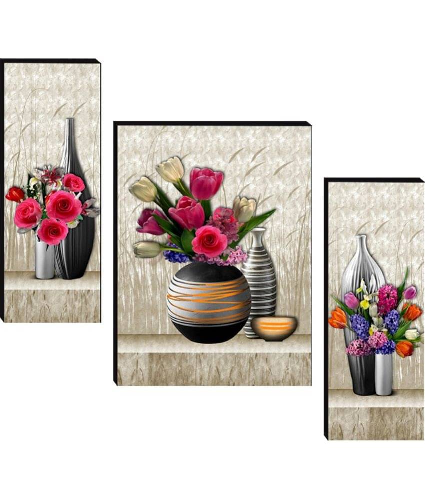 SNDArt Set Of 3 Flower Pots Wall Painting For Living Room Gift Items 12 x18 inch SNDArt Set Of 3 Flower Pots Wall Painting For Living Room Gift Items 12 x18 inch
