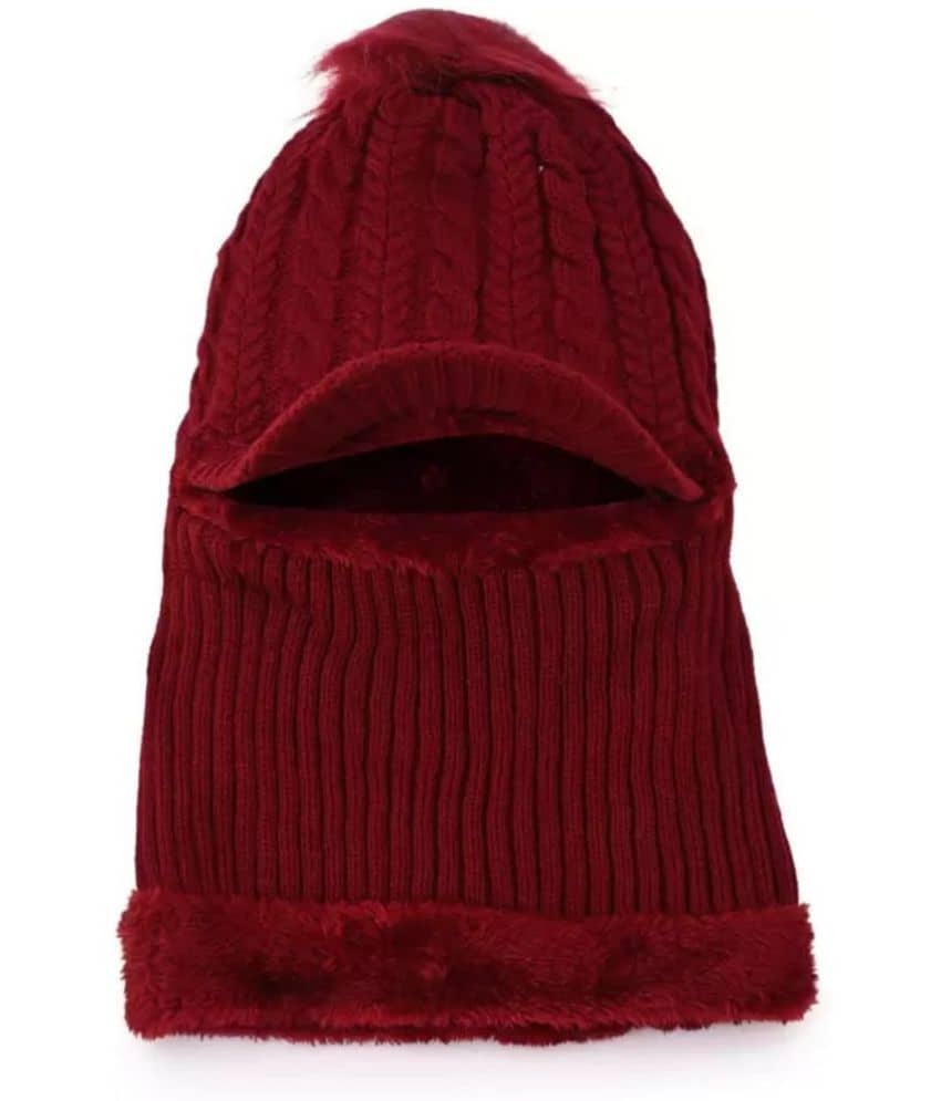 Zacharias - Maroon Woollen Women's Cap ( Pack of 1 )