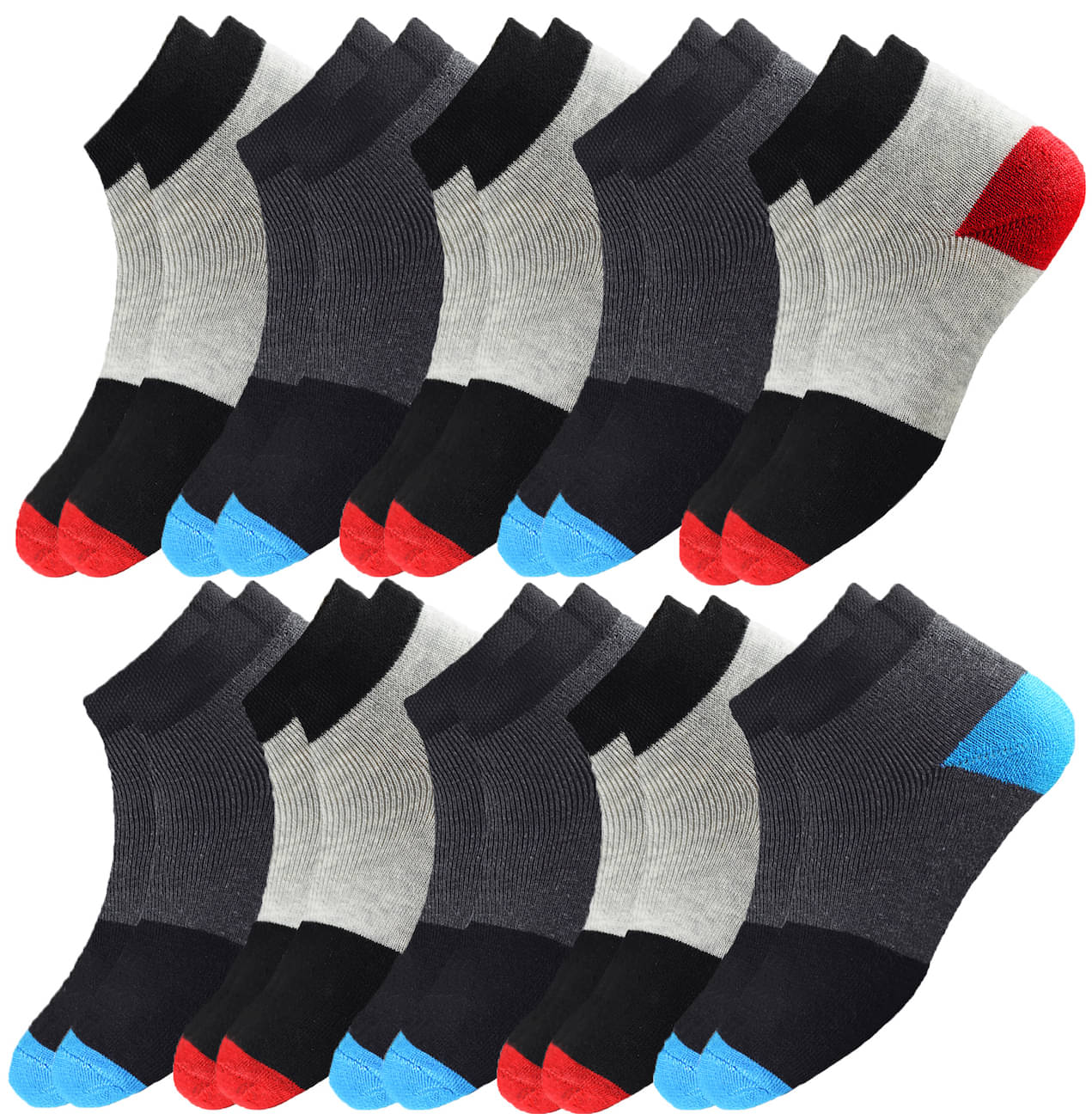 hicode - Multicolor Lycra Women's Ankle Length Socks ( Pack of 10 ) hicode - Multicolor Lycra Women's Ankle Length Socks ( Pack of 10 )