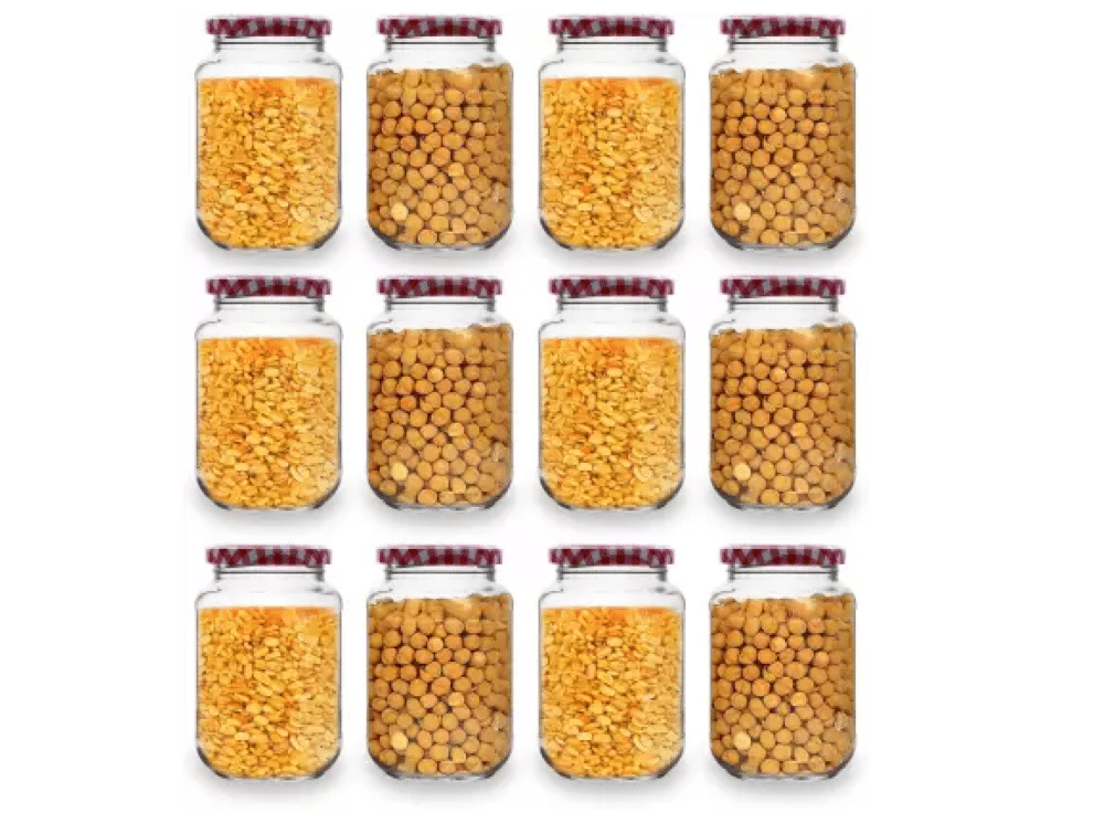     			skwaion Glass Red Food Container ( Set of 12 )