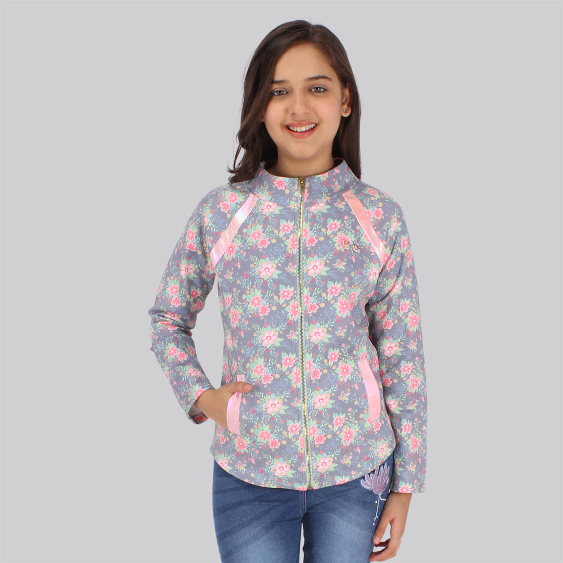    			Cutecumber Single Girls Polyester Sweatshirt ( Grey )