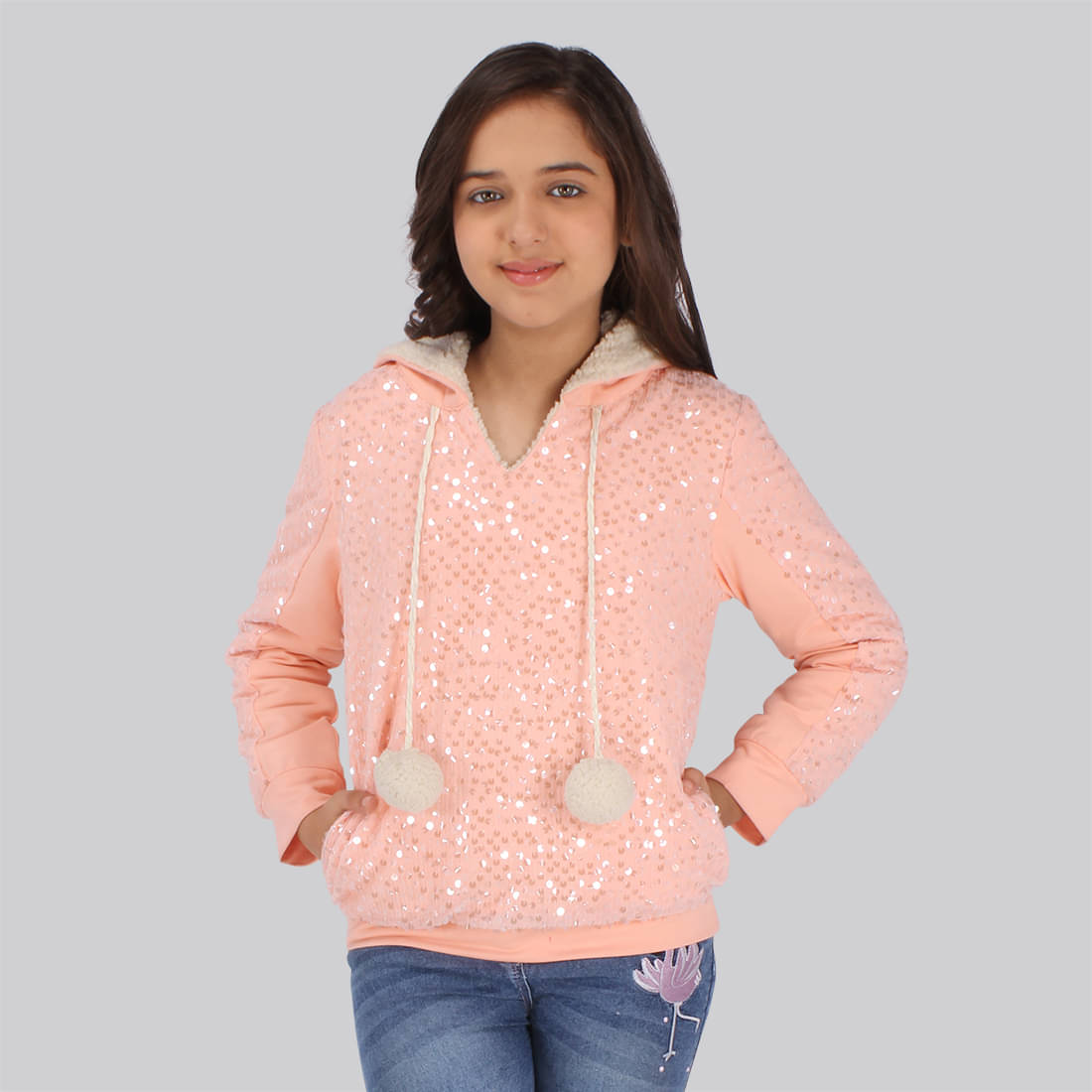     			Cutecumber Single Girls Hosiery Sweatshirt ( Peach )