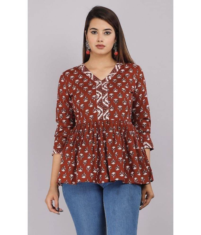 EXPORTHOUSE Women's Cotton A-Line Top ( Maroon ) EXPORTHOUSE Women's Cotton A-Line Top ( Maroon )