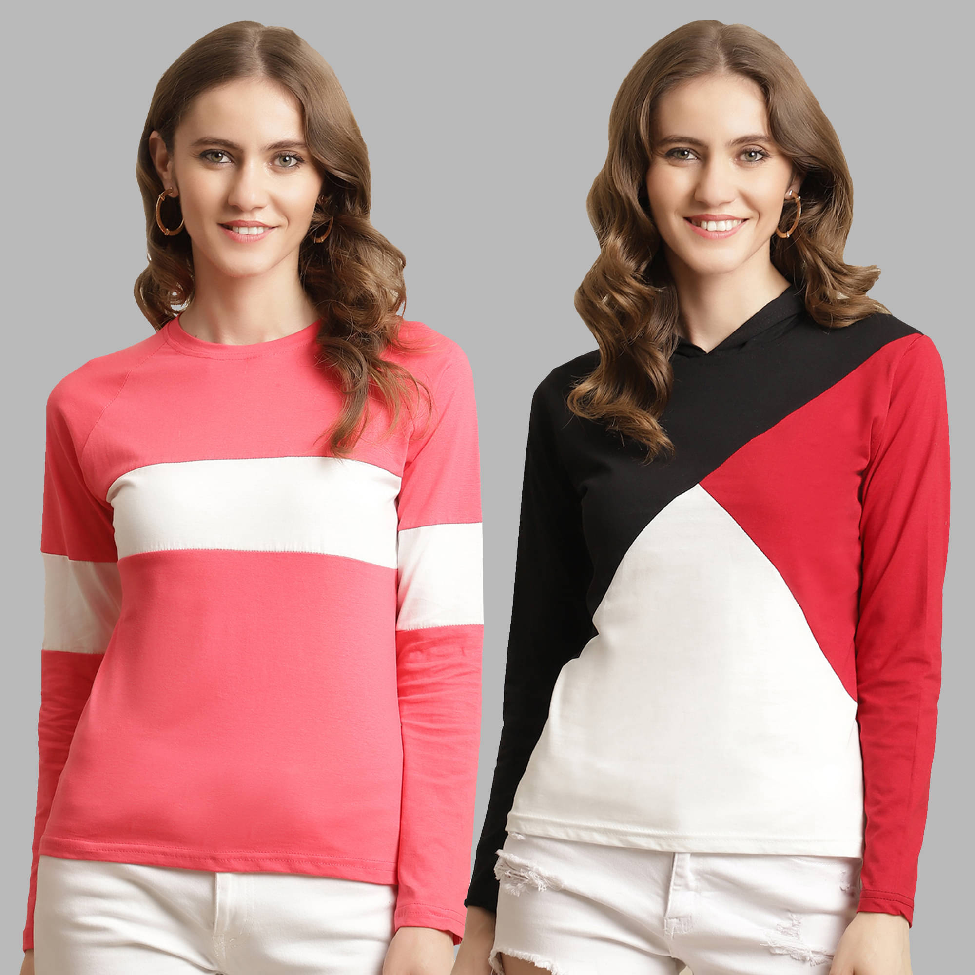 Fabflee Women Cotton Colorblock Regular Fit Round Neck T-Shirt ( Multicolor ) Fabflee Women Cotton Colorblock Regular Fit Round Neck T-Shirt ( Multicolor )