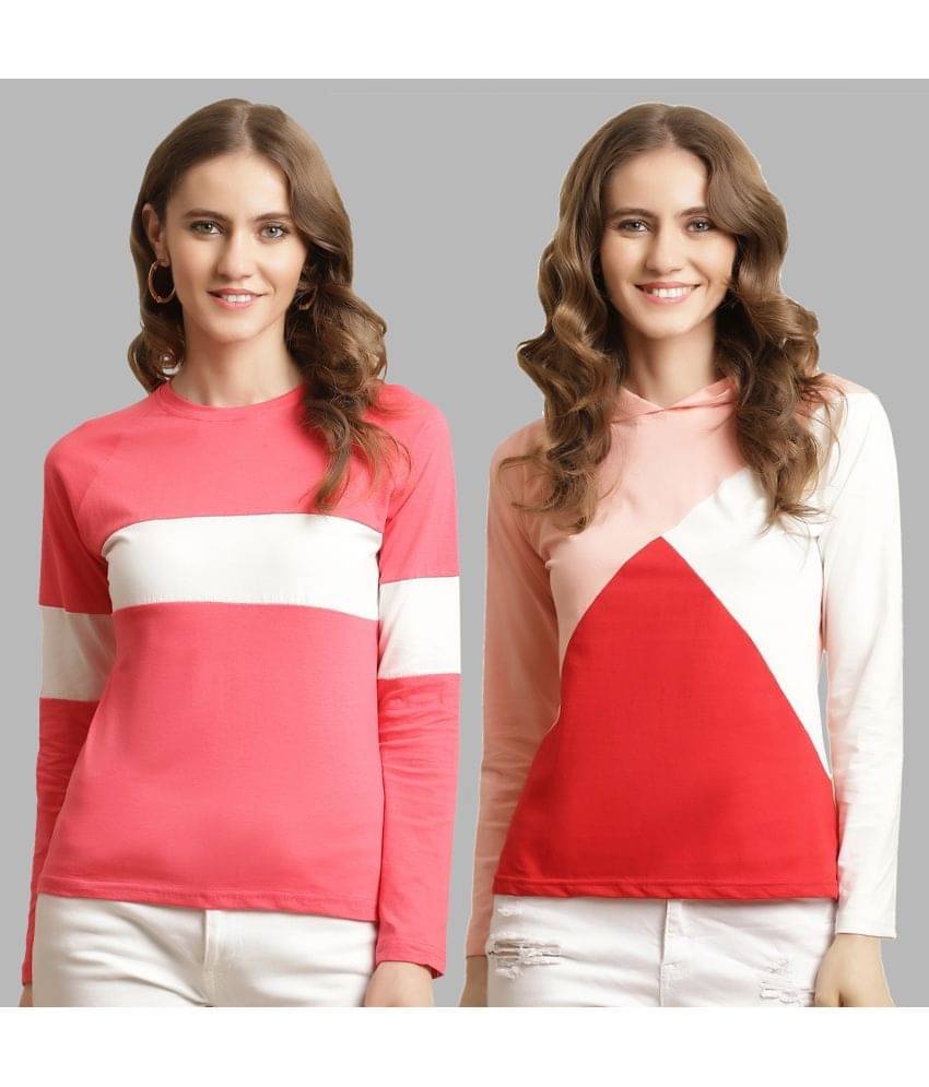 Fabflee Women Cotton Colorblock Regular Fit Round Neck T-Shirt ( Multicolor ) Fabflee Women Cotton Colorblock Regular Fit Round Neck T-Shirt ( Multicolor )