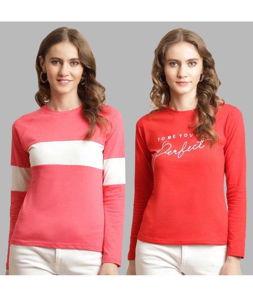 Fabflee Women Cotton Colorblock Regular Fit Round Neck T-Shirt ( Multicolor ) Fabflee Women Cotton Colorblock Regular Fit Round Neck T-Shirt ( Multicolor )