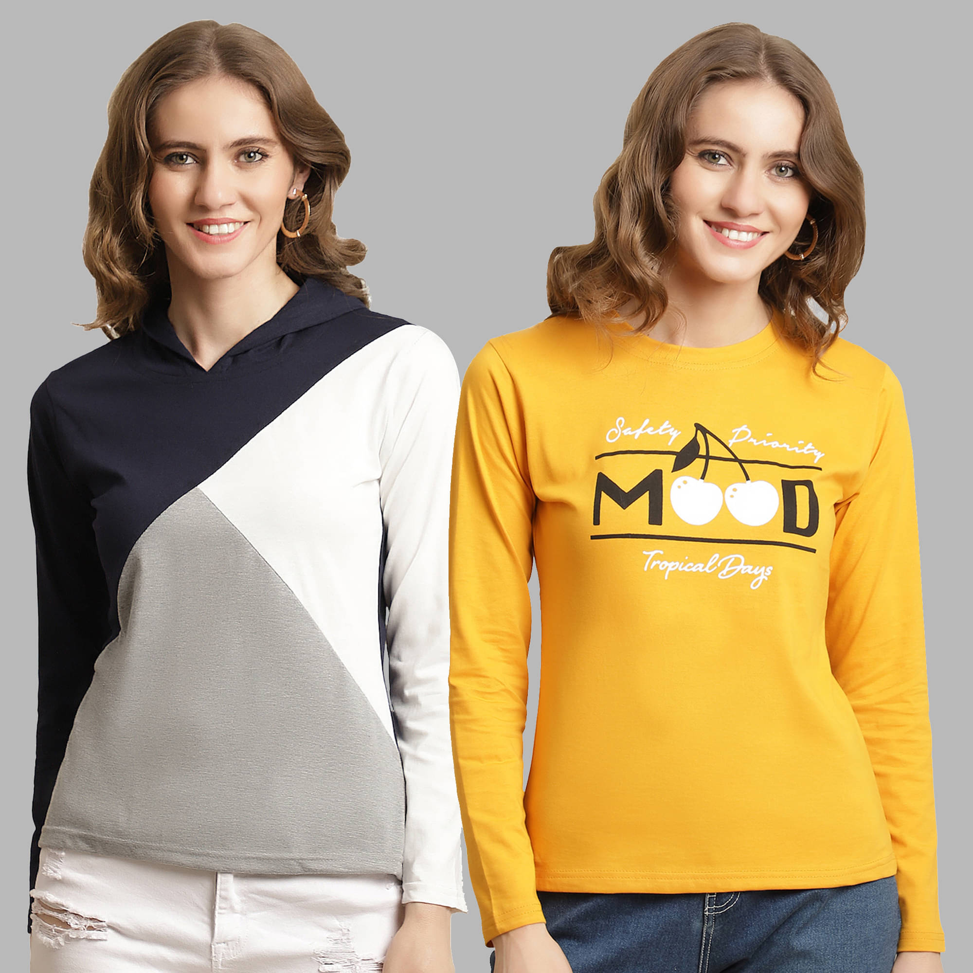 Fabflee Women Cotton Colorblock Regular Fit Round Neck T-Shirt ( Multicolor ) Fabflee Women Cotton Colorblock Regular Fit Round Neck T-Shirt ( Multicolor )