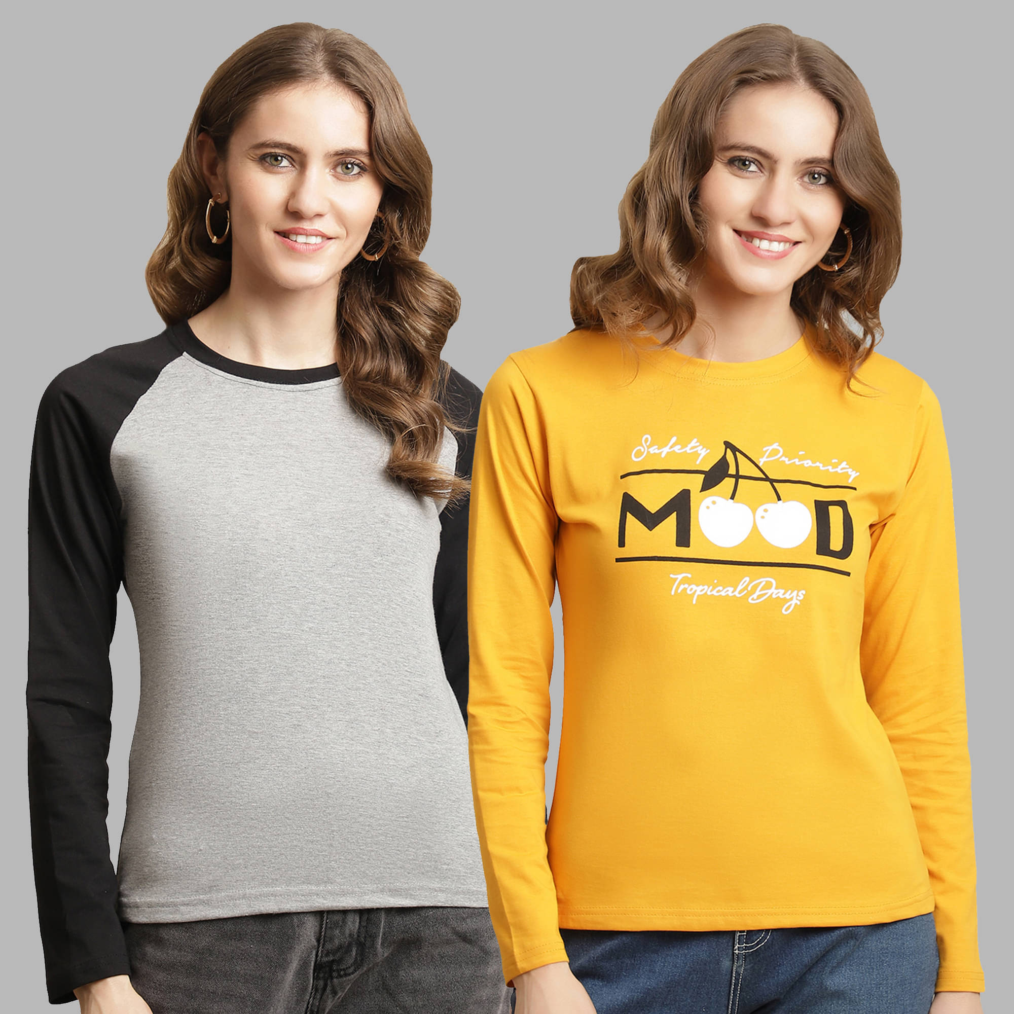     			Fabflee Women Cotton Colorblock Regular Fit Round Neck T-Shirt ( Multicolor )