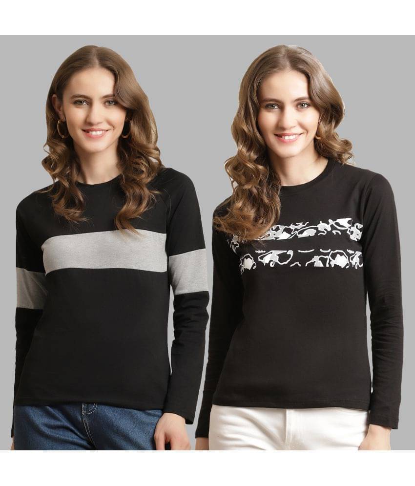 Fabflee Women Cotton Colorblock Regular Fit Round Neck T-Shirt ( Multicolor ) Fabflee Women Cotton Colorblock Regular Fit Round Neck T-Shirt ( Multicolor )