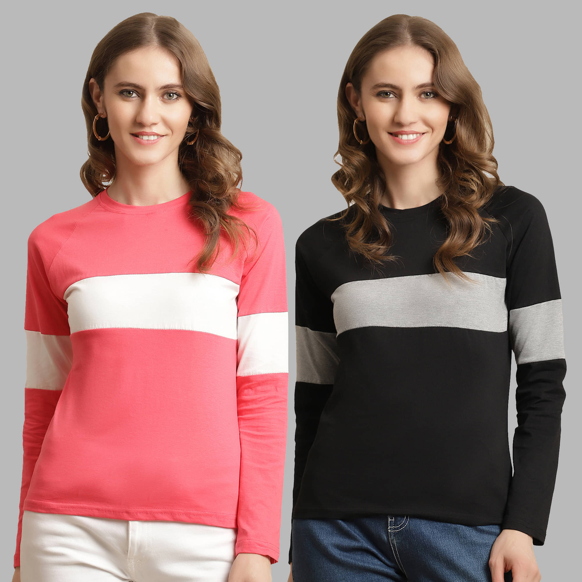 Fabflee Women Cotton Colorblock Regular Fit Round Neck T-Shirt ( Multicolor ) Fabflee Women Cotton Colorblock Regular Fit Round Neck T-Shirt ( Multicolor )