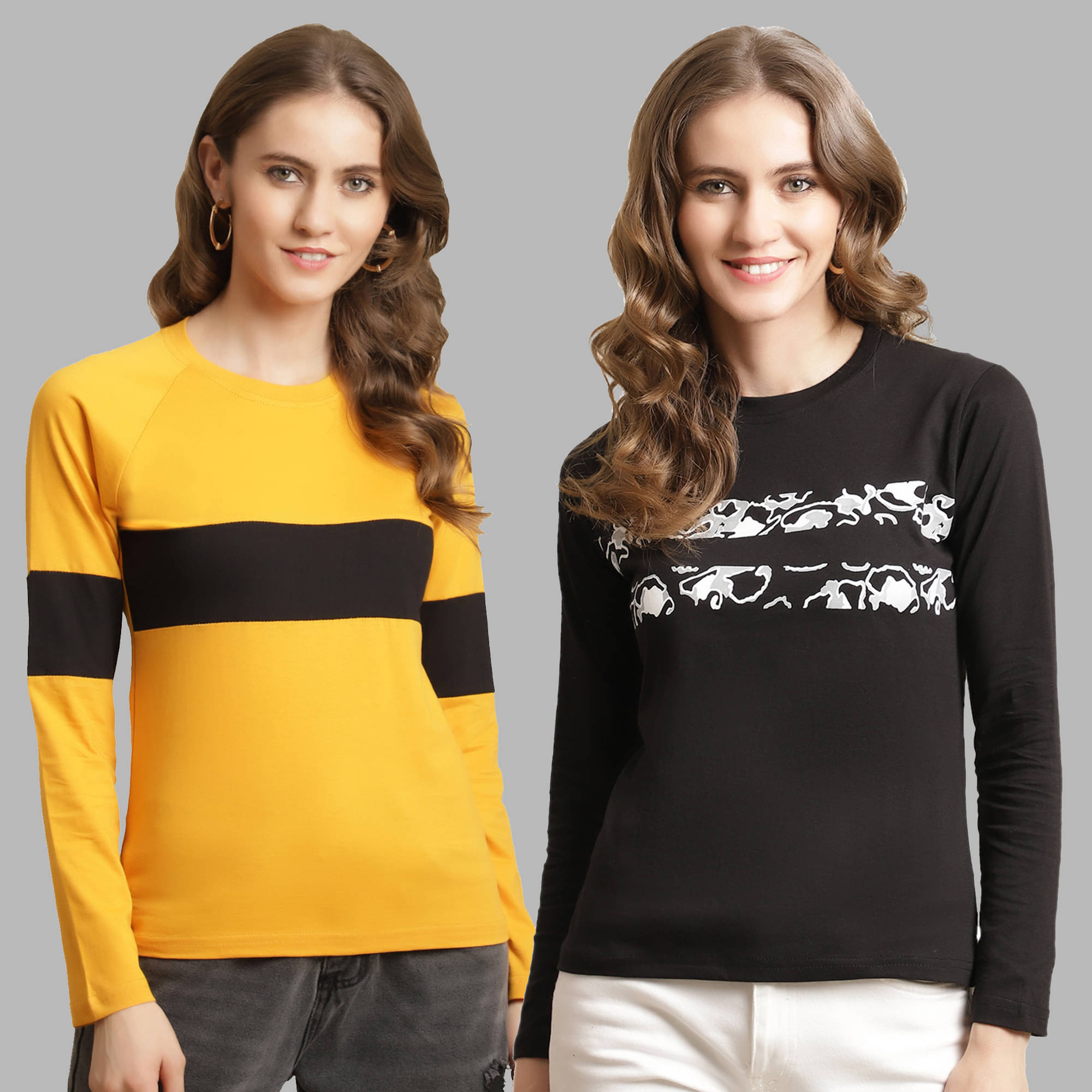 Fabflee Women Cotton Colorblock Regular Fit Round Neck T-Shirt ( Multicolor ) Fabflee Women Cotton Colorblock Regular Fit Round Neck T-Shirt ( Multicolor )
