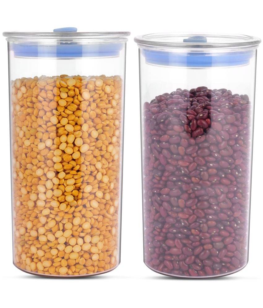     			HomePro - Round Container | Airtight | Silicone Cap | Blue | Plastic Utility Container | Set of 2 - 1400 ml