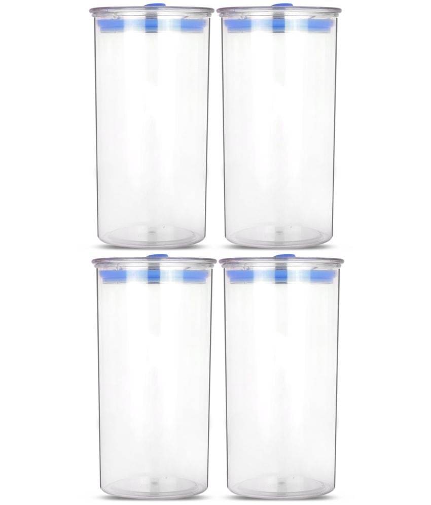     			HomePro - Round Container | Airtight | Silicone Cap | Blue | Plastic Utility Container | Set of 4 - 1400 ml
