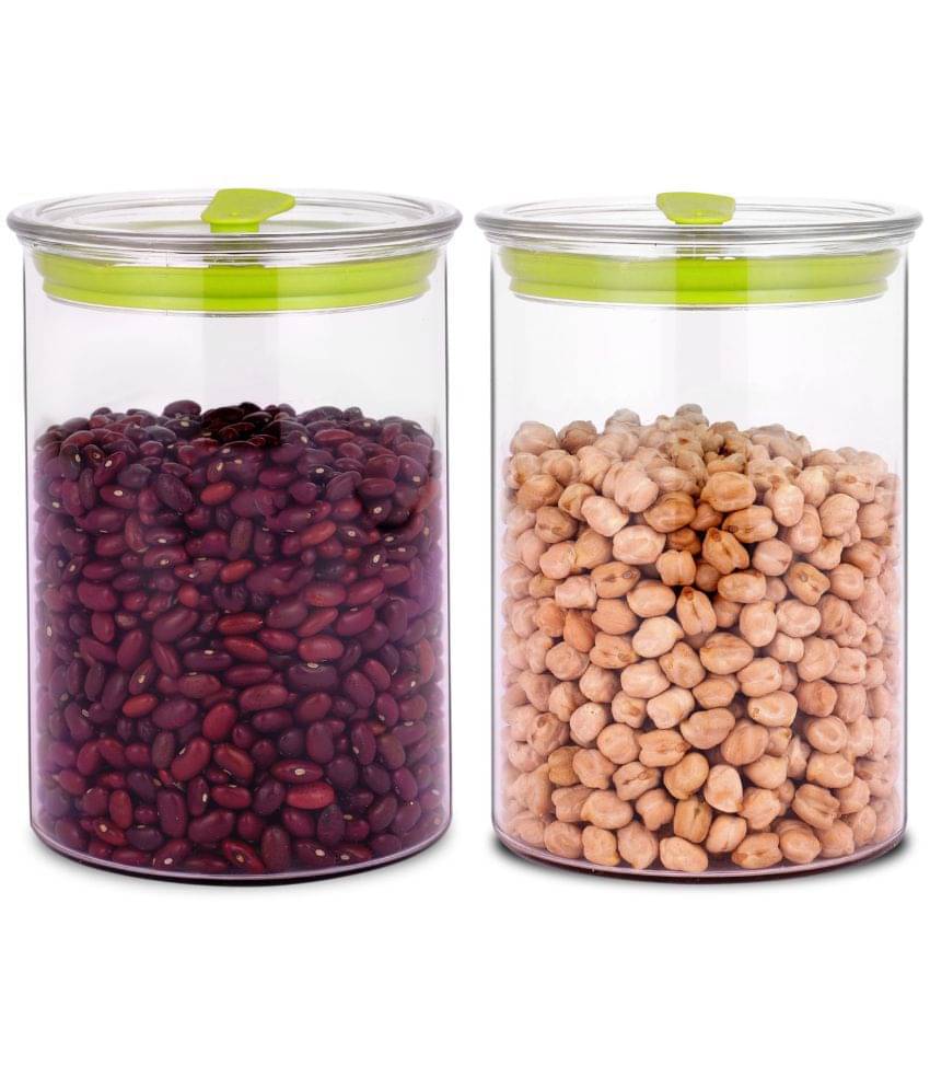     			HomePro - Round Container | Airtight | Silicone Cap | Green | Plastic Utility Container | (Set of 2) - 900 ml