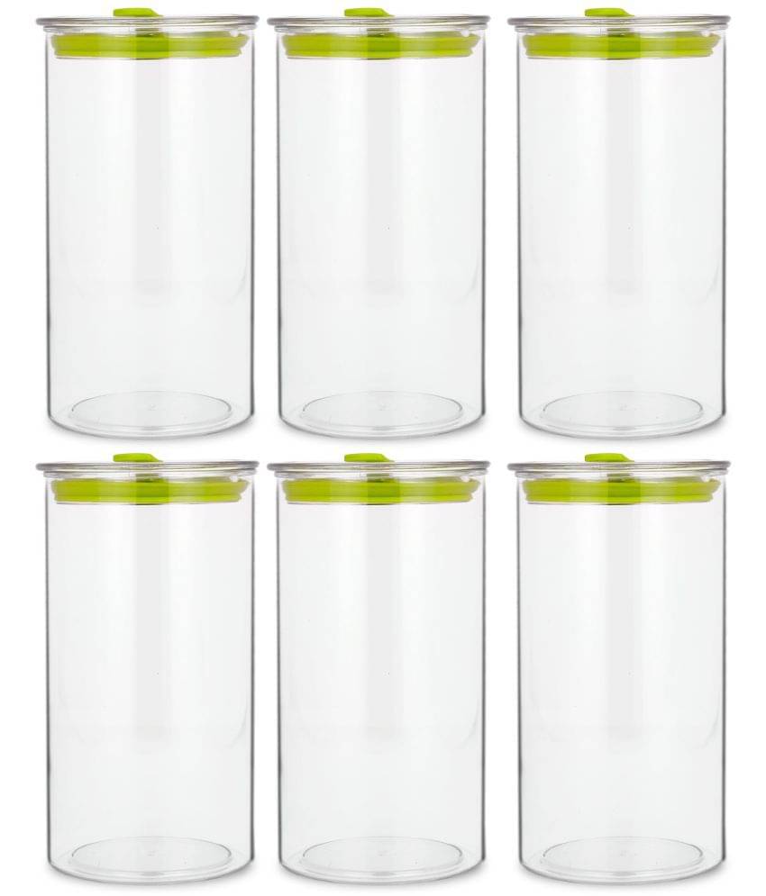     			HomePro - Round Container | Airtight | Silicone Cap | Green | Plastic Utility Container | Set of 6 - 1400 ml