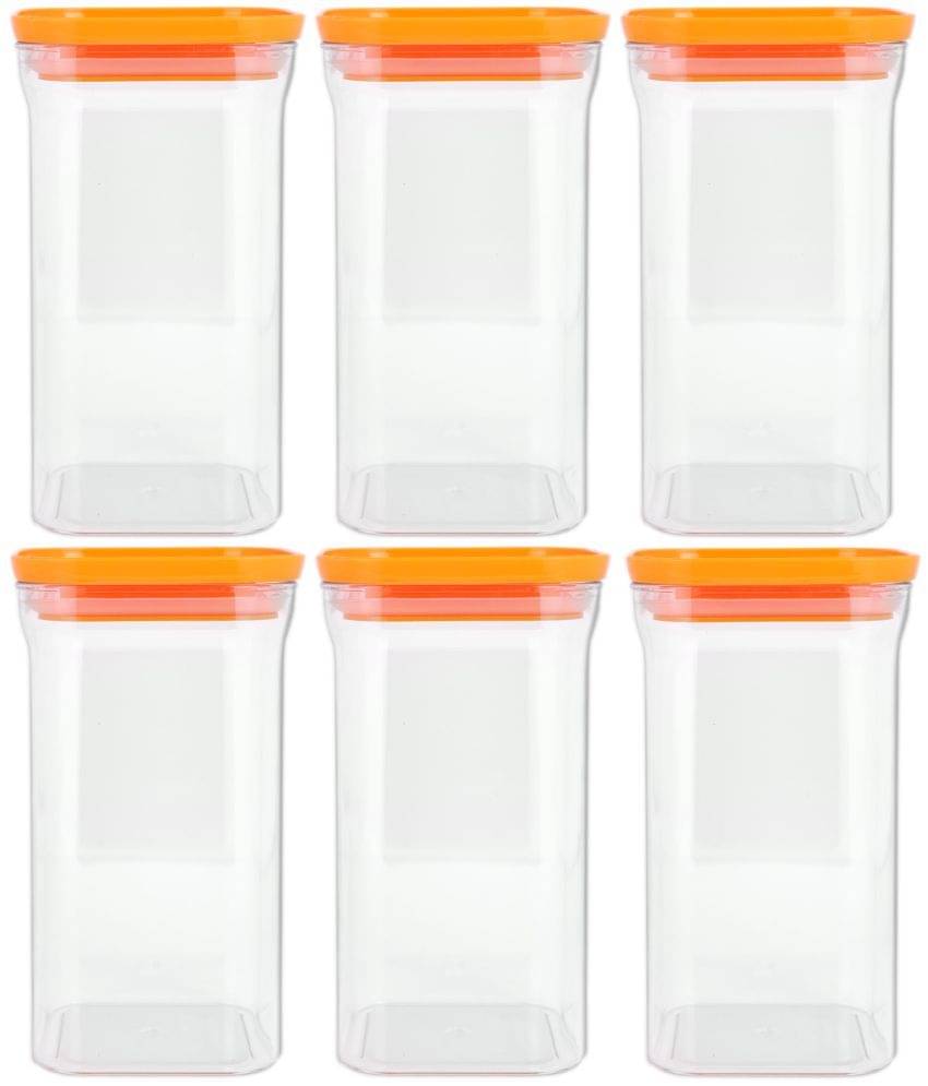     			HomePro - Square Container | Airtight | Silicone Cap | Orange | Plastic Utility Container | Set of 6 - 1100 ml