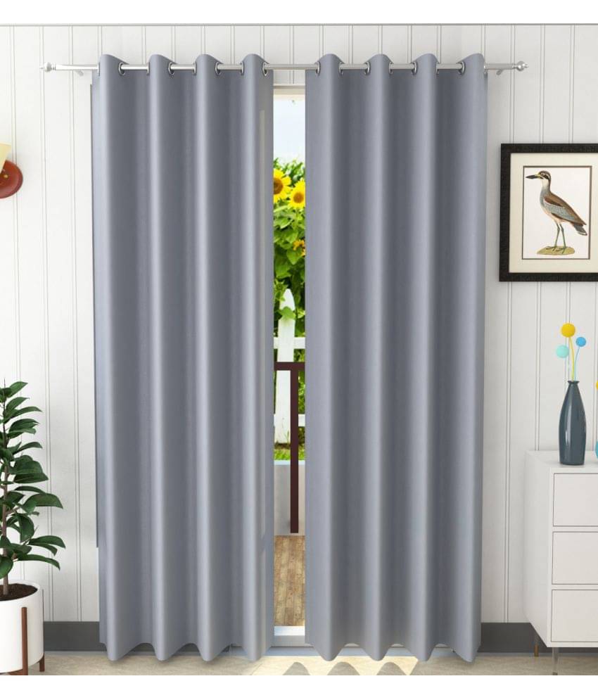 Homefab India Solid Blackout Eyelet Door Curtain 7ft (Pack of 2) - Light Grey Homefab India Solid Blackout Eyelet Door Curtain 7ft (Pack of 2) - Light Grey