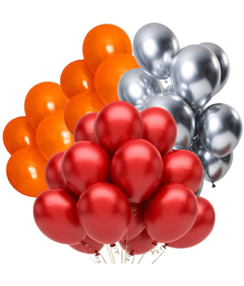     			Jolly Party   Combo of Red,Silver,Orange Color Metallic Balloon pack of 51 pcs