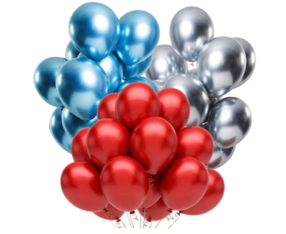     			Jolly Party   Combo of Red,Silver,Blue Color Metallic Balloon pack of 51 pcs