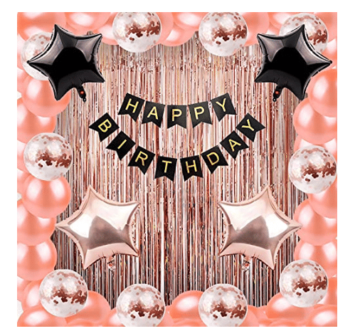     			Jolly Party  Rose gold Happy Birthday Balloons Decoration Kit – Pack of 64 Pcs