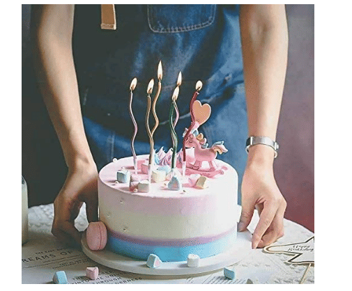     			Jolly Party  Twisty Birthday multi color Candles, Spiral Cake Candles, Metallic Cake Cupcake Birthday Candles, Baby Shower, Wedding Party and Cake Decoration-Silver, Pack of 6