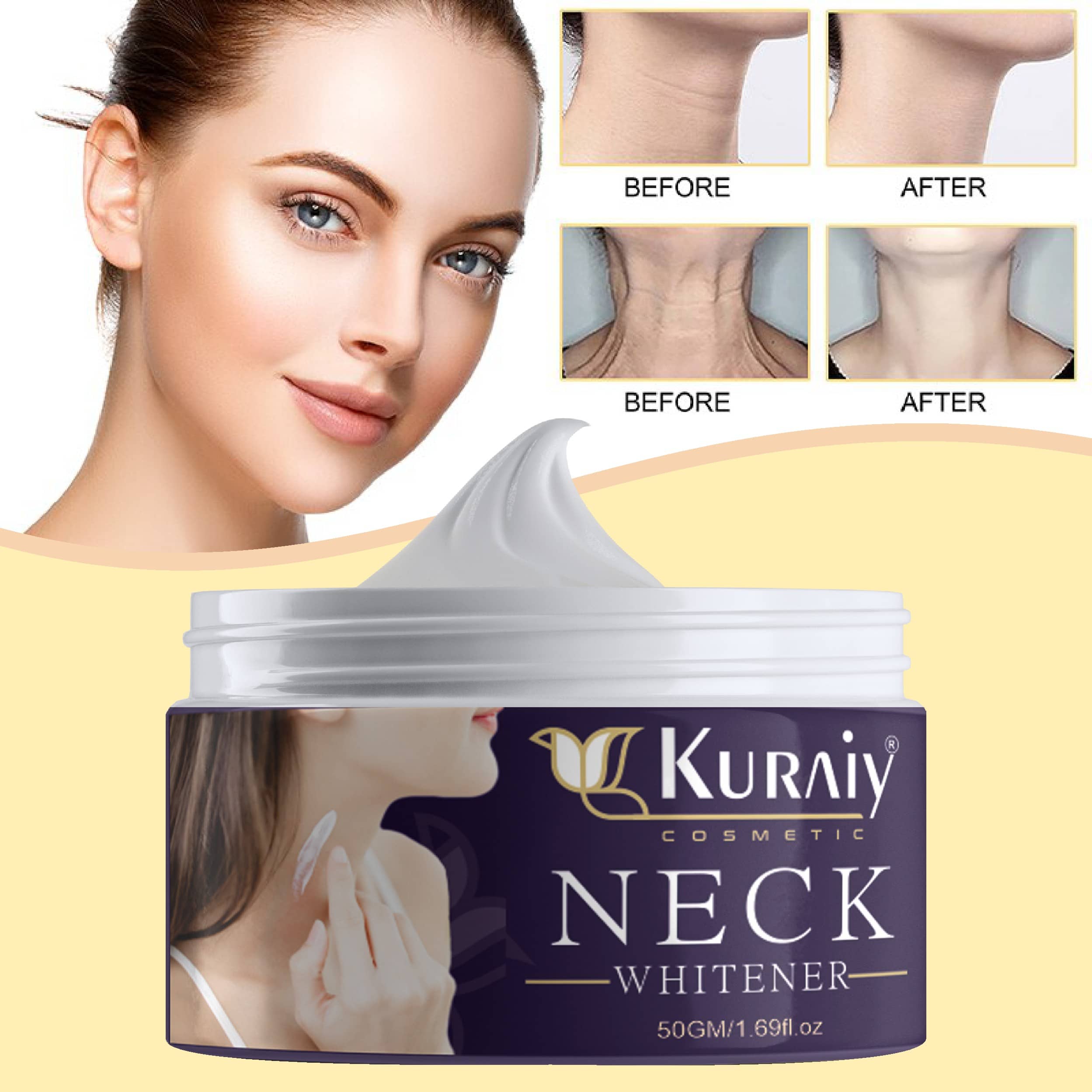 KURAIY Neck Back Whitening Cream For Lightening & Brightening All Skin types (50 g) pack of-1
