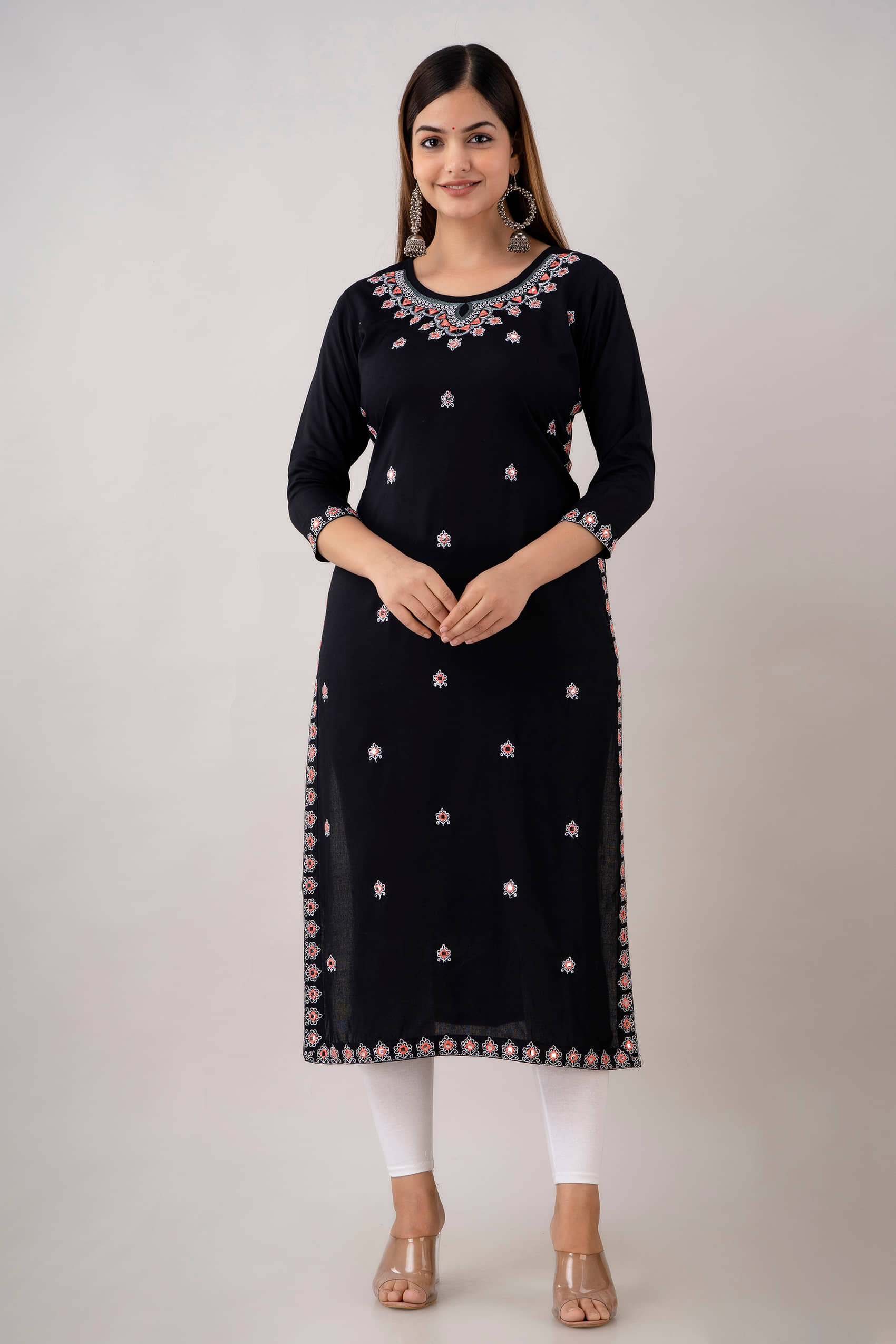 Kapadia - Black Rayon Women's Straight Kurti ( Pack of 1 ) - Kurtis, Tunics | Buy online on ZillyBuy