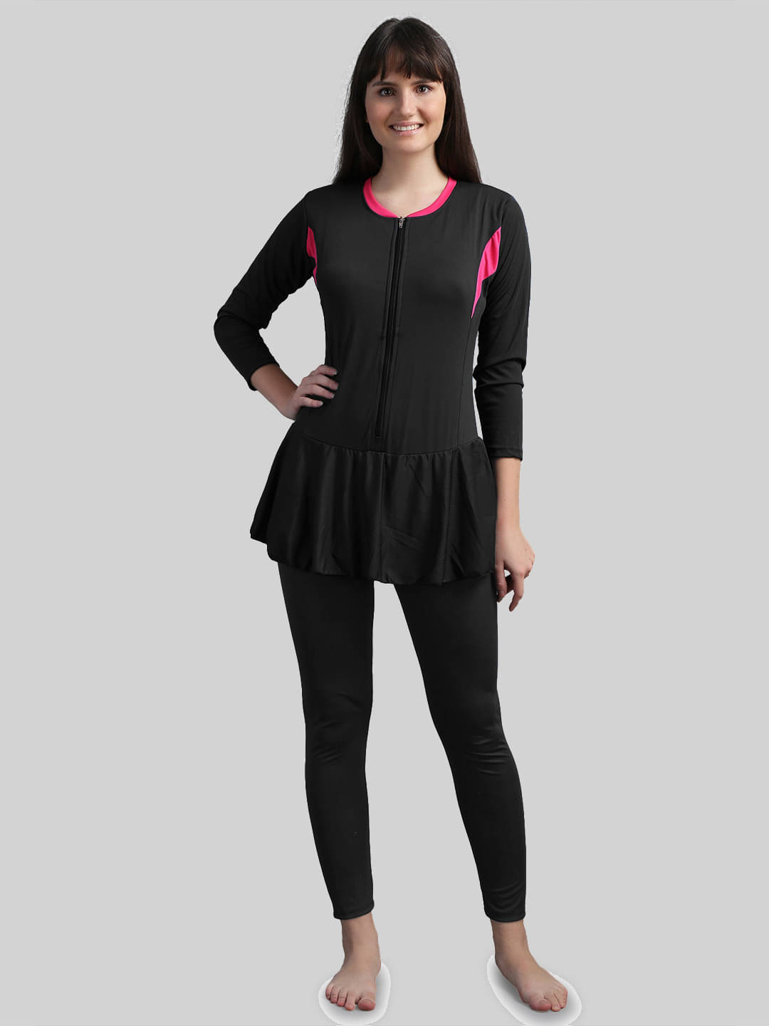     			N-Gal Polyester Black One Piece Swimsuit without Skirt - Single