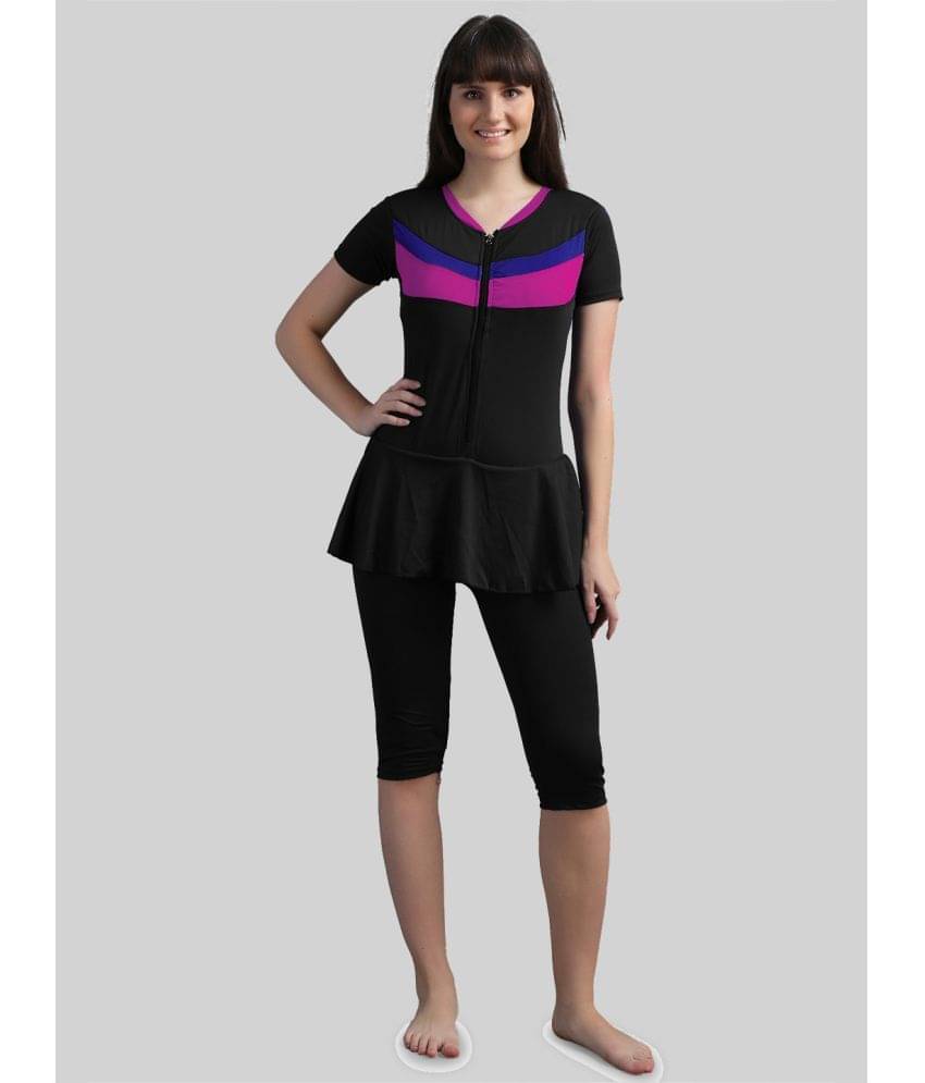     			N-Gal Polyester Black One Piece Swimsuit without Skirt - Single