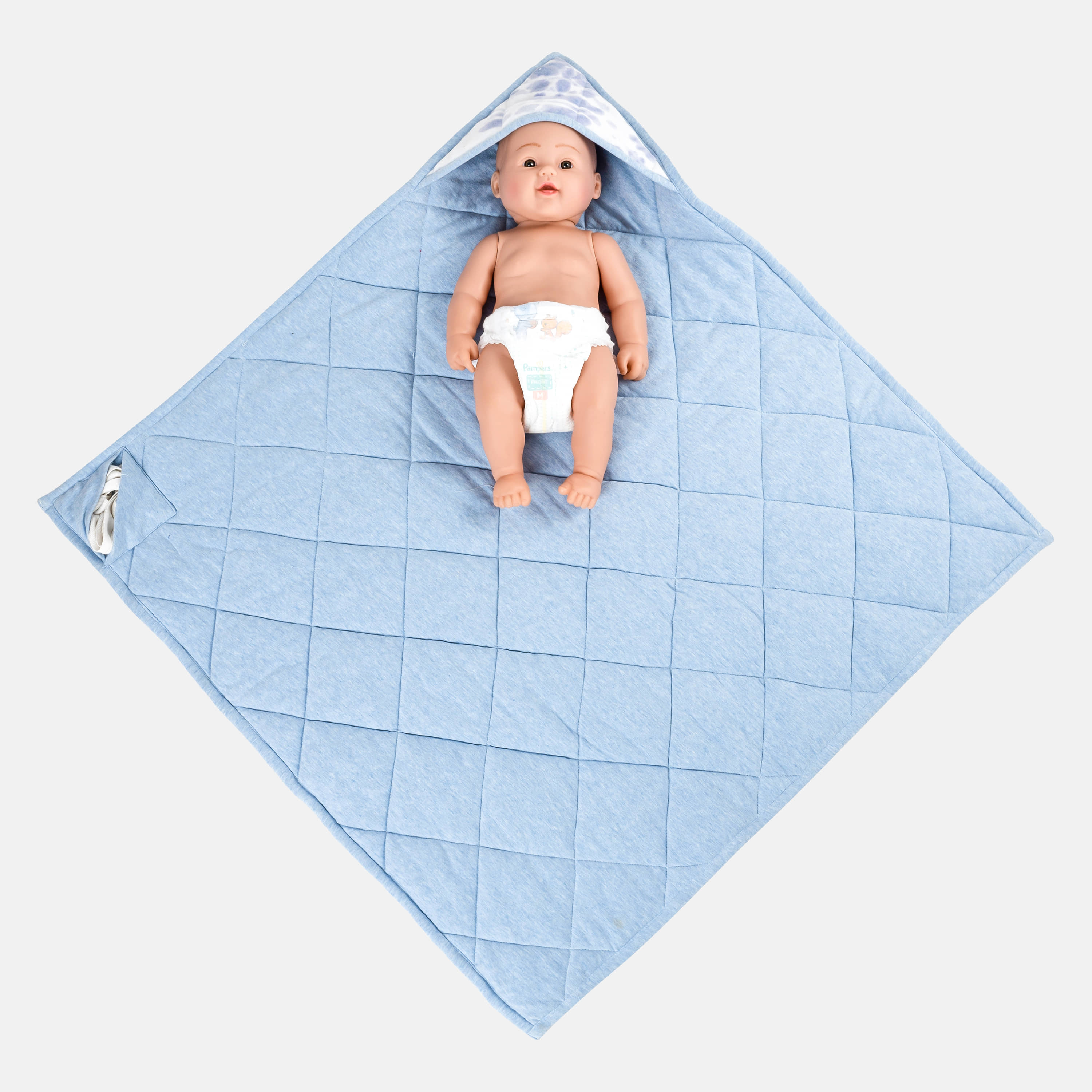 NUEVOSGHAR - Blue Polyester Hooded Baby Blanket ( Pack of 1 )
