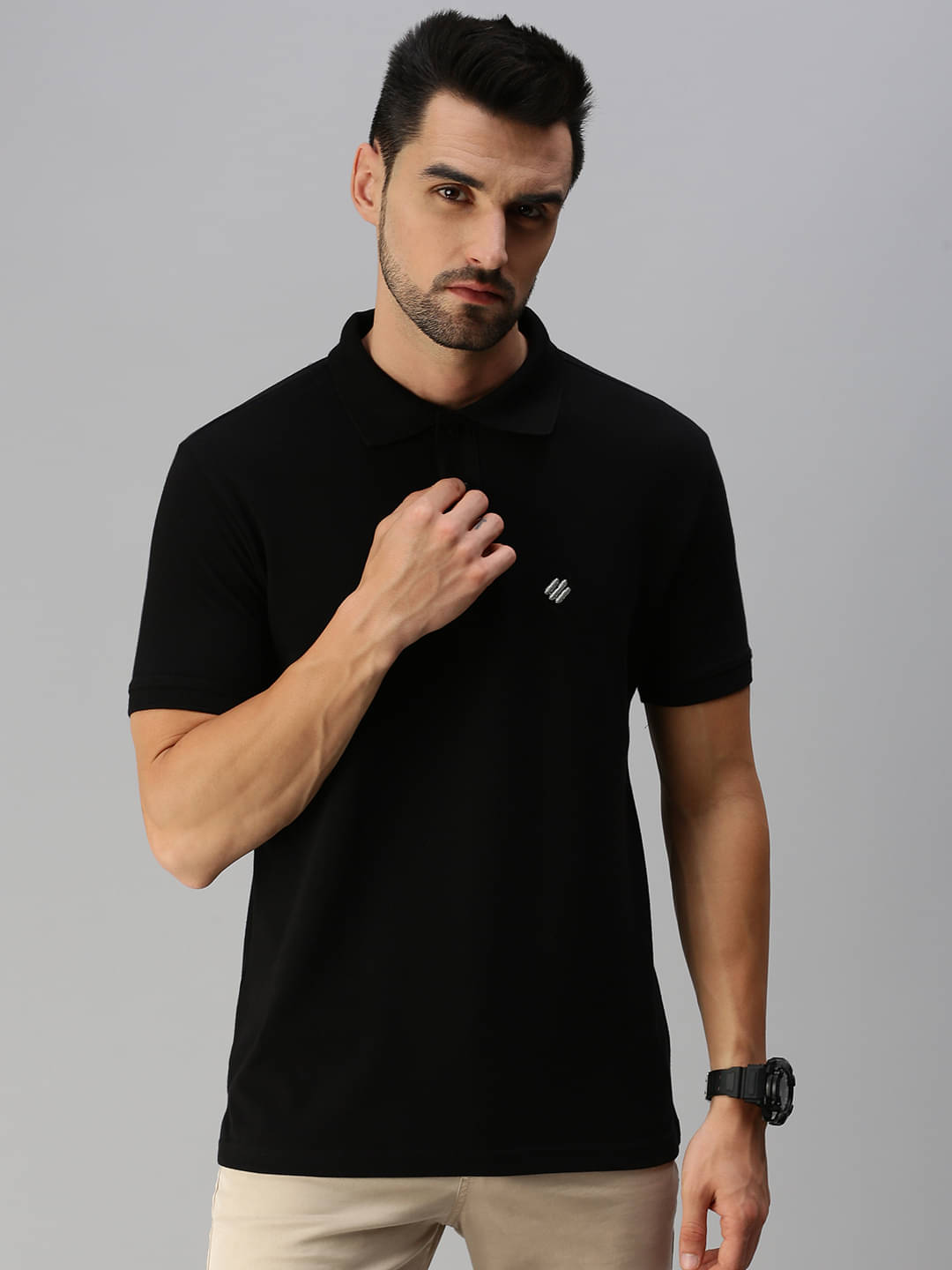 ONN Pack of 1 Cotton Blend Regular Fit Solid Half Sleeves Men's Polo T Shirt ( Black ) ONN Pack of 1 Cotton Blend Regular Fit Solid Half Sleeves Men's Polo T Shirt ( Black )