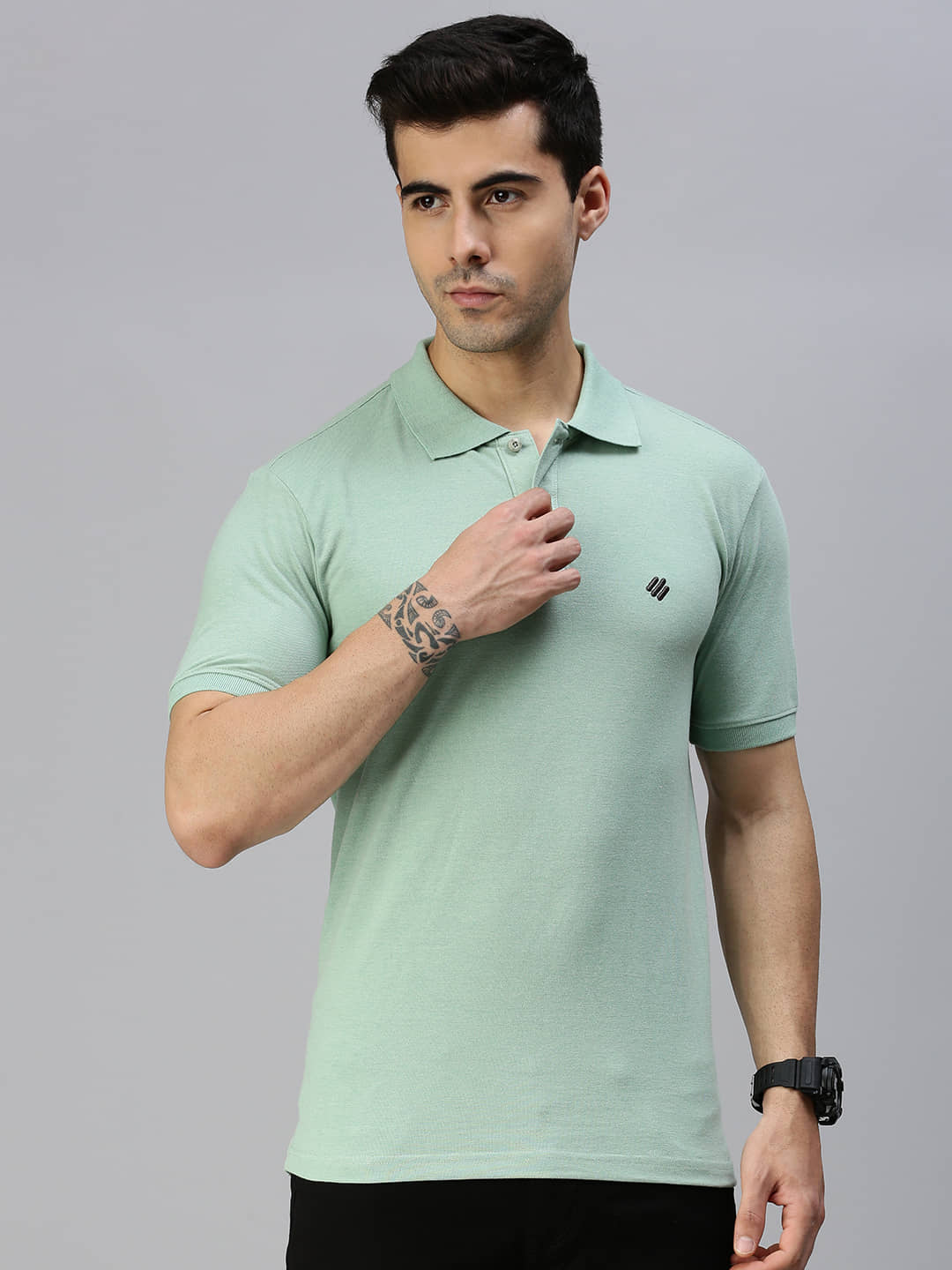 ONN Pack of 1 Cotton Blend Regular Fit Solid Half Sleeves Men's Polo T Shirt ( Green )