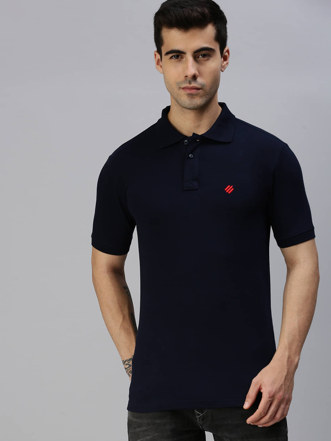     			ONN Pack of 1 Cotton Blend Regular Fit Solid Half Sleeves Men's Polo T Shirt ( Navy )