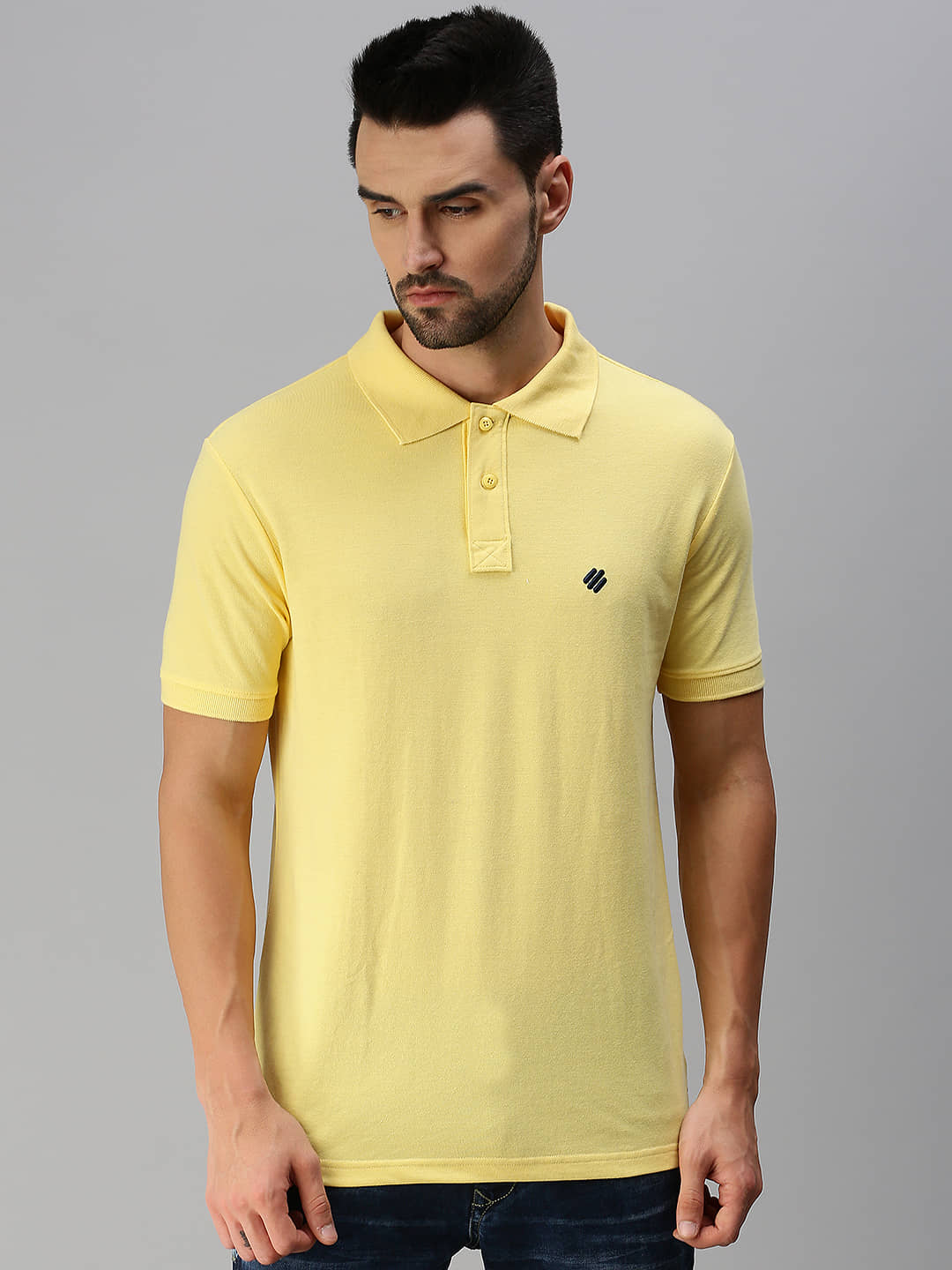 ONN Pack of 1 Cotton Blend Regular Fit Solid Half Sleeves Men's Polo T Shirt ( Yellow )