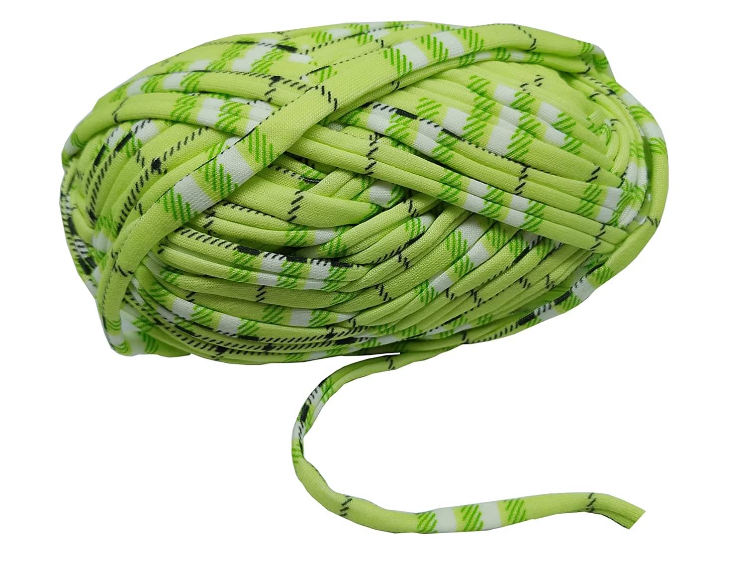     			PRANSUNITA T-Shirt Yarn Carpet, Knitting Yarn for Hand DIY Bag Blanket Cushion Crocheting Projects TSH New 100 GMS (P Green Printed)