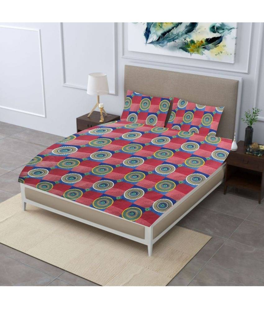     			SPRINGSTONE Poly Cotton Double Bedsheet ( Multicolor )