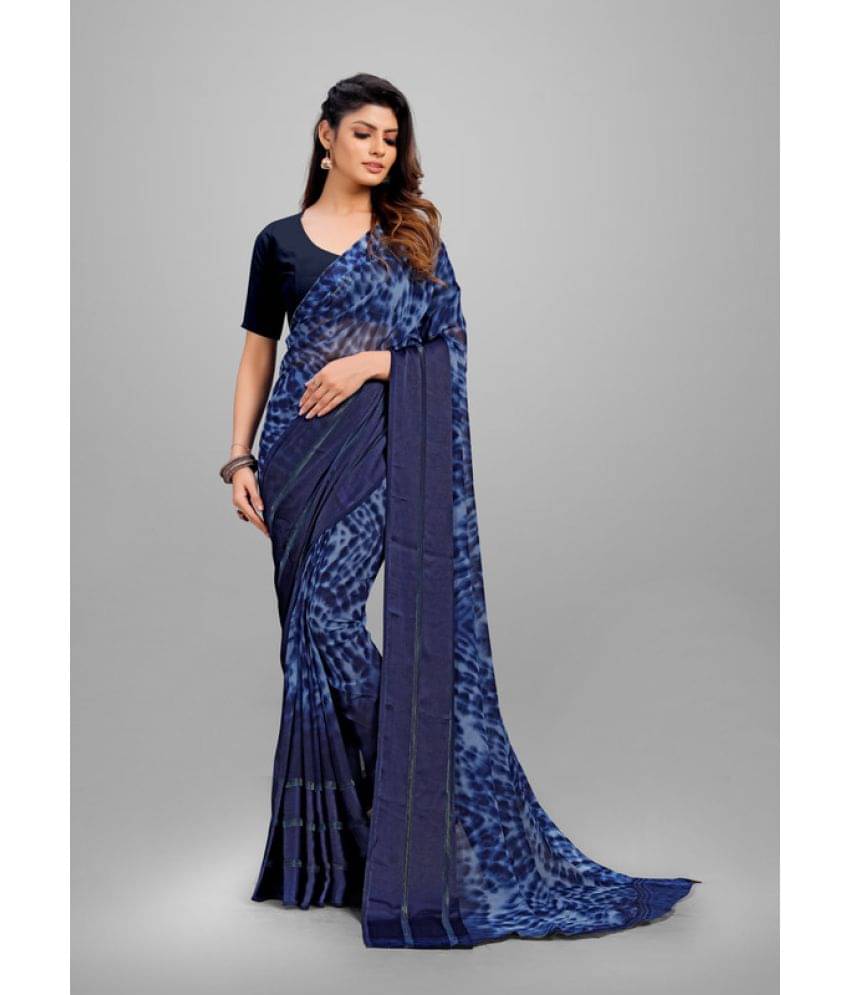 Sanjana Silks Georgette Dyed Saree With Unstitched Blouse Piece ( Navy Blue ) Sanjana Silks Georgette Dyed Saree With Unstitched Blouse Piece ( Navy Blue )
