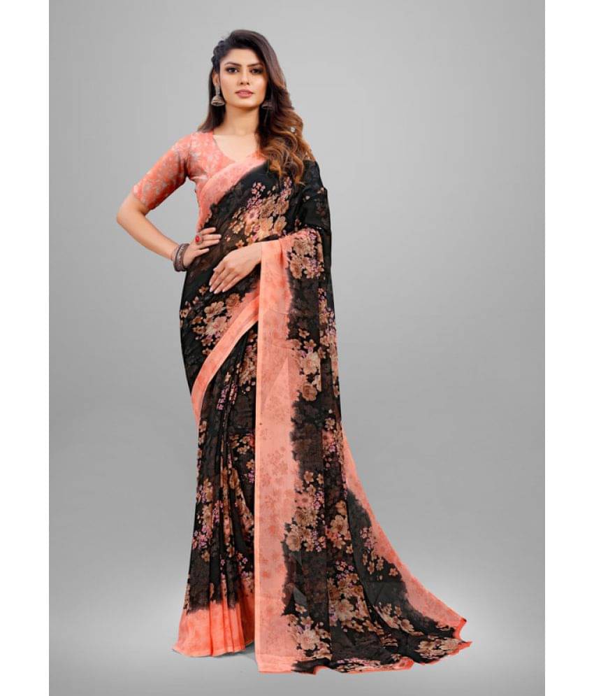     			Sanjana Silks Chiffon Printed Saree With Unstitched Blouse Piece ( Peach )