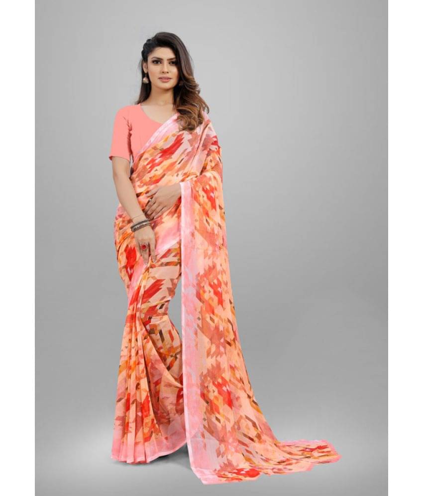 Sanjana Silks Chiffon Printed Saree With Unstitched Blouse Piece ( Pink ) Sanjana Silks Chiffon Printed Saree With Unstitched Blouse Piece ( Pink )