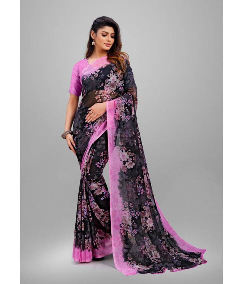     			Sanjana Silks Chiffon Printed Saree With Unstitched Blouse Piece ( Pink )