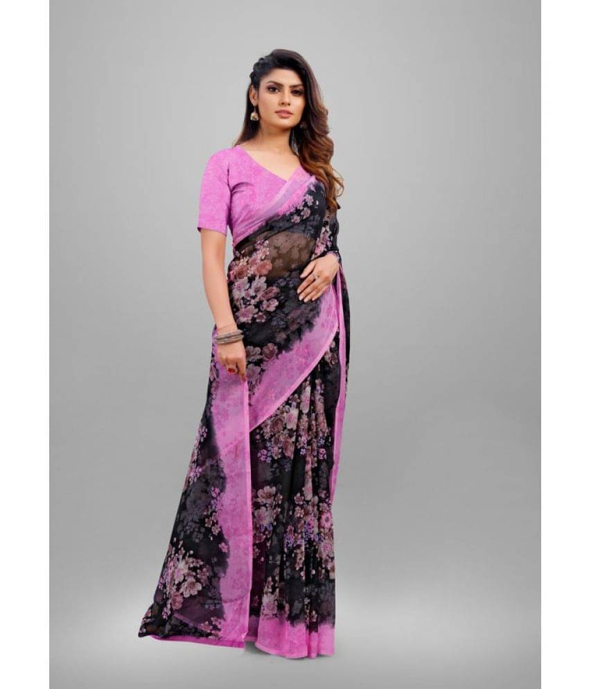 Sitanjali Chiffon Printed Saree With Unstitched Blouse Piece ( Pink ) Sitanjali Chiffon Printed Saree With Unstitched Blouse Piece ( Pink )