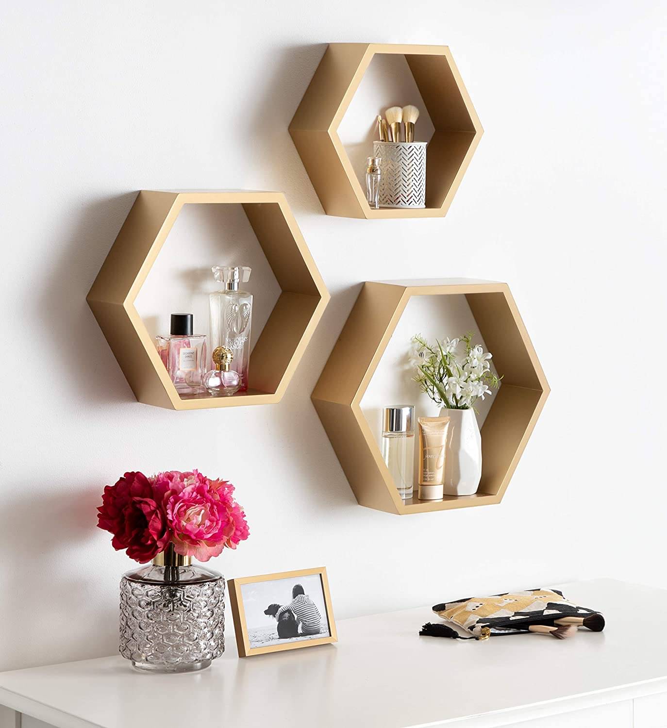     			TFS Floating Shelves Gold MDF - Pack of 1