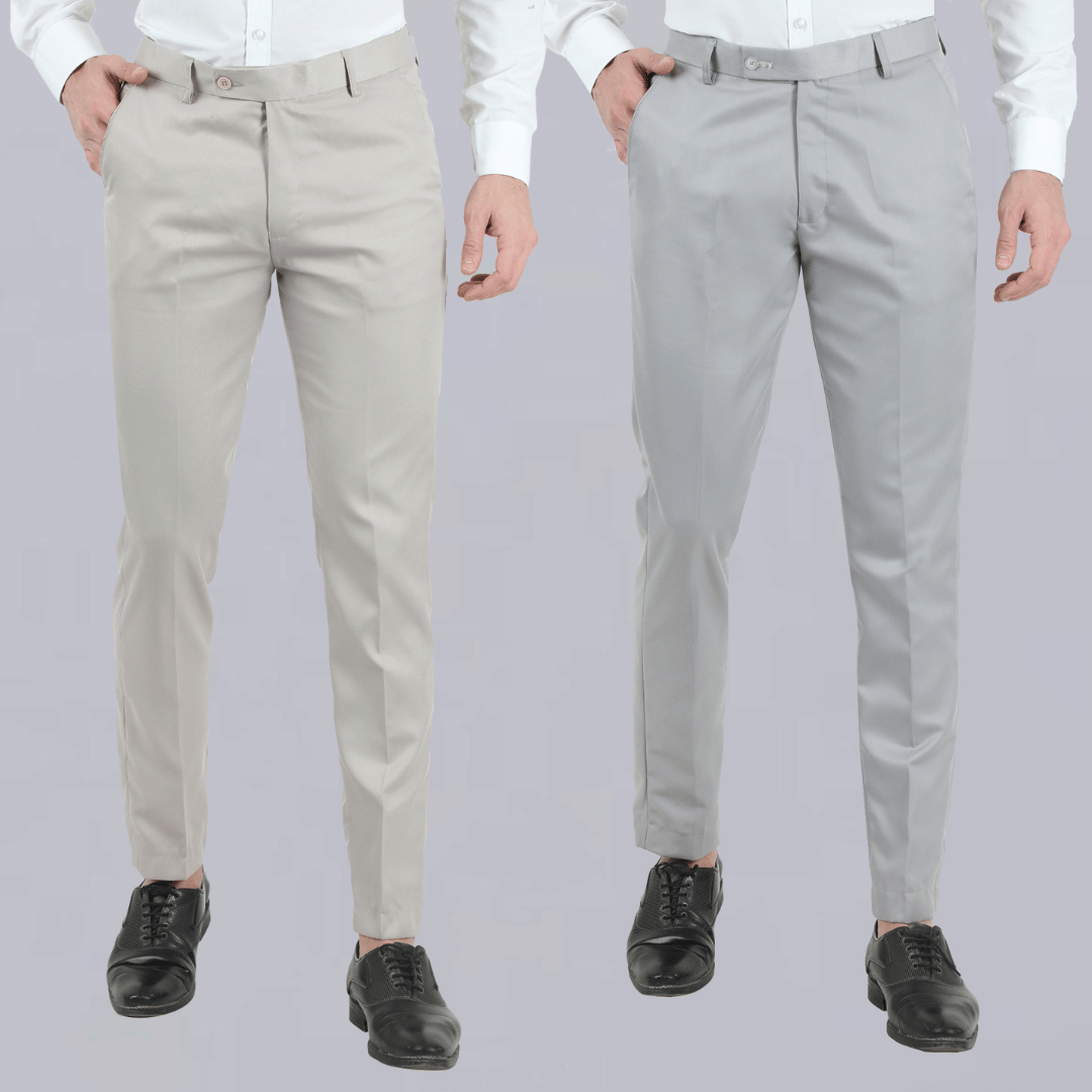     			VEI SASTRE Multicolored Slim Formal Trouser ( Pack of 2 )