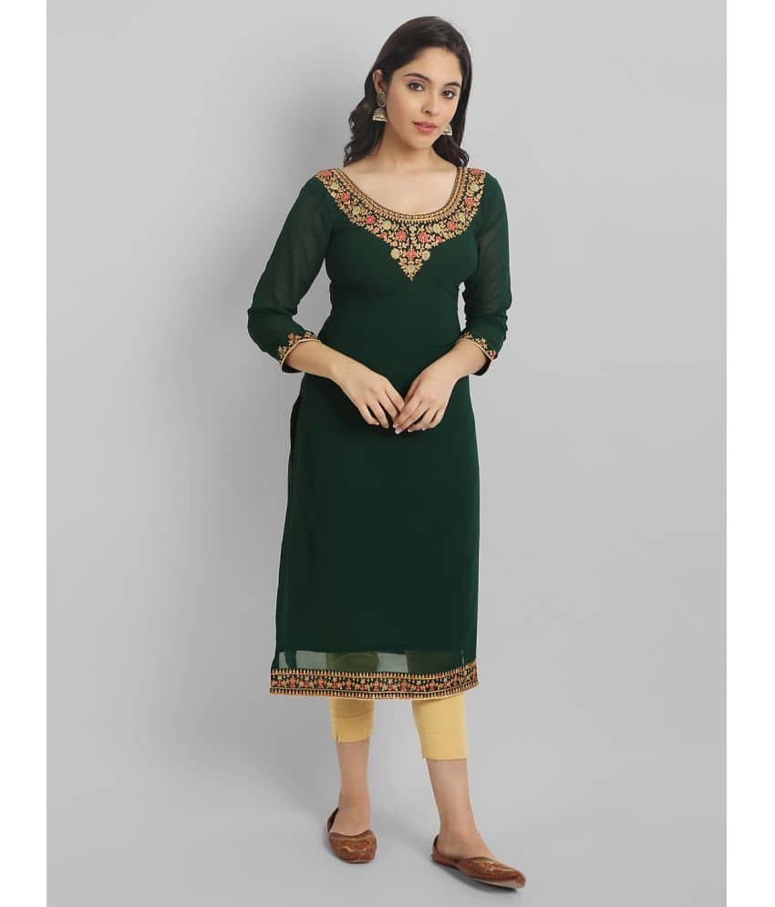 Vastanienterprise - Blue Georgette Women's Straight Kurti ( Pack of 1 ) - Kurtis, Tunics | Buy online on ZillyBuy